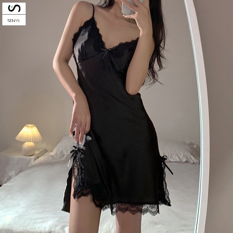 SENYI Private lace sexy pajamas women chiffon suspenders nightdress hot temptation home clothes pure desire