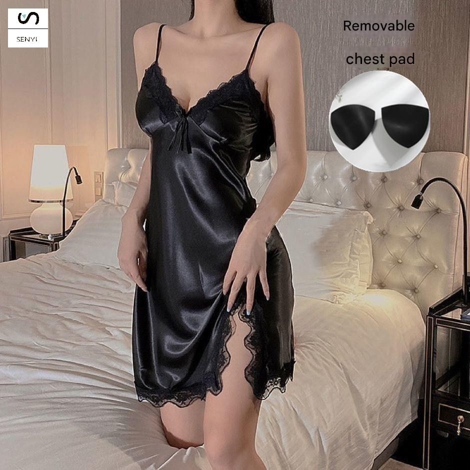 SENYI Private lace sexy pajamas women chiffon suspenders nightdress hot temptation home clothes pure desire