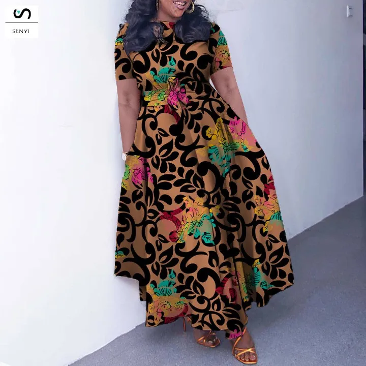 SENYI Women's clothing 2025 spring and summer new fashion temperament lace up large size long dress fasion