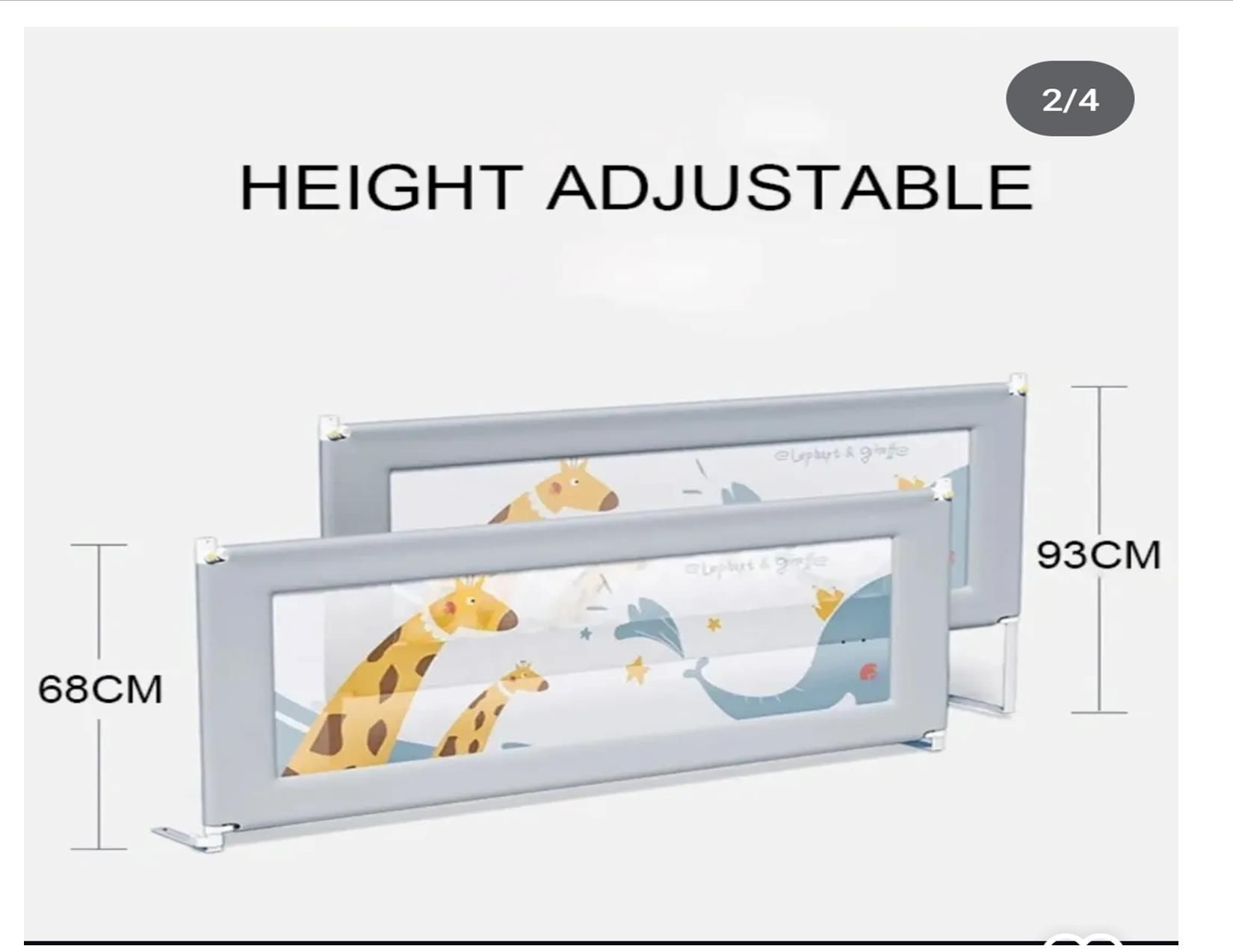 Kids Bed Rail/ Baby Safety Guard Barrier- 1.8M 1 (NB:THE PRICE IS OF 1 SIDE BED RAIL) Can Fit in All Bed Sizes, Can Adjust Heights Has Breathable Mesh and Strong Metal Rods.