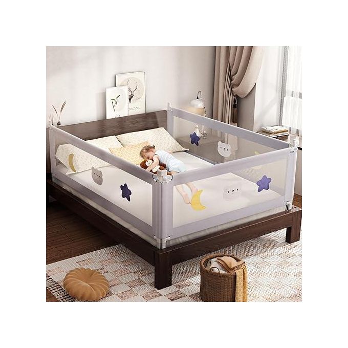 Kids Bed Rail/ Baby Safety Guard Barrier- 1.8M 1 (NB:THE PRICE IS OF 1 SIDE BED RAIL) Can Fit in All Bed Sizes, Can Adjust Heights Has Breathable Mesh and Strong Metal Rods.