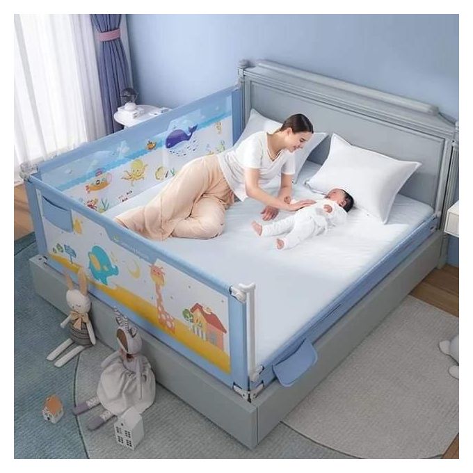 Kids Bed Rail/ Baby Safety Guard Barrier- 1.8M 1 (NB:THE PRICE IS OF 1 SIDE BED RAIL) Can Fit in All Bed Sizes, Can Adjust Heights Has Breathable Mesh and Strong Metal Rods.