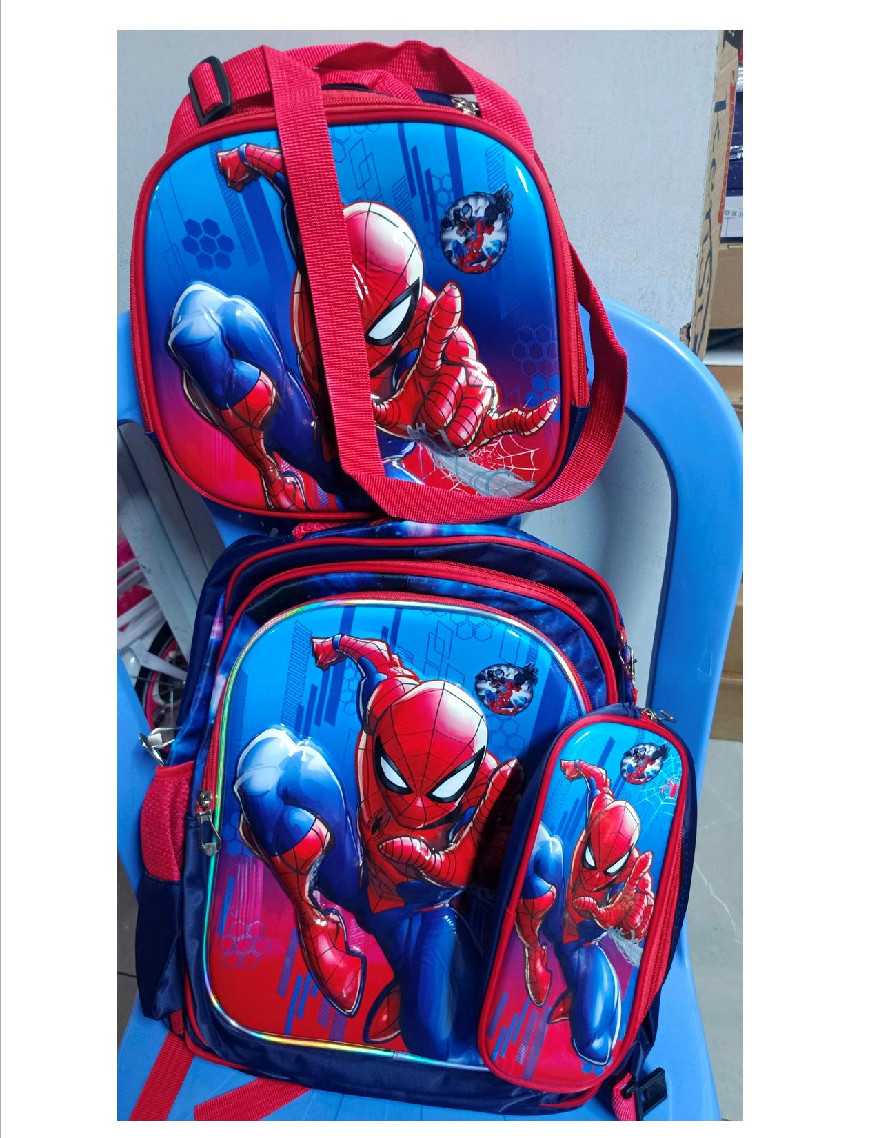 3 in1 Cartoon theme School BackpackSchoolBags(GRADE 1-GRADE 4)  ▪️ Type: Back pack▪️ Material: Oxford ▪️ Contains:big school bag, pencil pouch, Insulated lunch bag🔥🔥🔥👌▪️ Size: 40cm x 30cm x 16cm