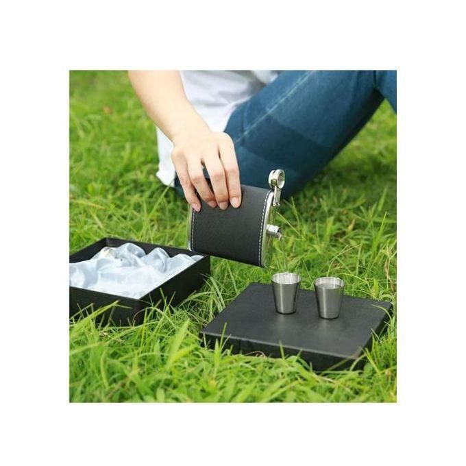 Hip Whisky Flask, Liquor Bottle With 2 Tot Cup/Gift Set 200ml