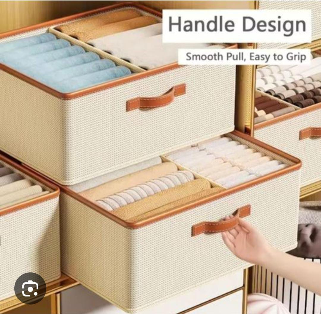 2 in1 Woven like  Foldable Clothes Closet Organizer Inner Layer Handle Fabric Storage Baskets Box Steel Frame Stackable Shelf Wardrobe for Clothes