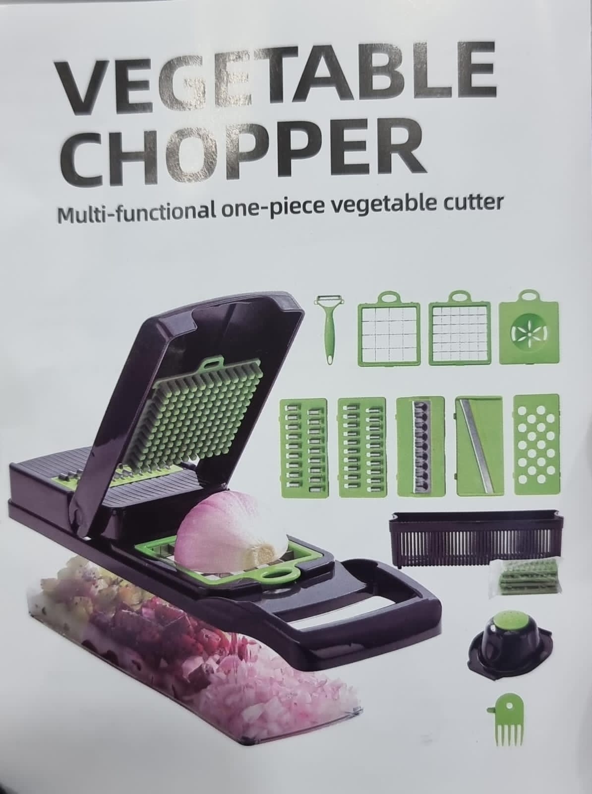 VEGETABLE CHOPPER. 16 in 1 Multifunctional Vegetable Cutter Vegetable Chopper Mandoline Slicer Vegetable Slicer Grater Set, rubberised non-skid base makes life easier when slicing and dicing.