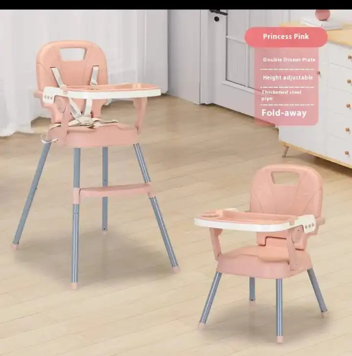 3 In 1 Feeding Chair Baby High Chair with Cushion Can Work As High Chair, Low Chair And Booster Chair On The Dinning Table Can Hold Up to 50KGS Suitable For 6 Months to 4 years
