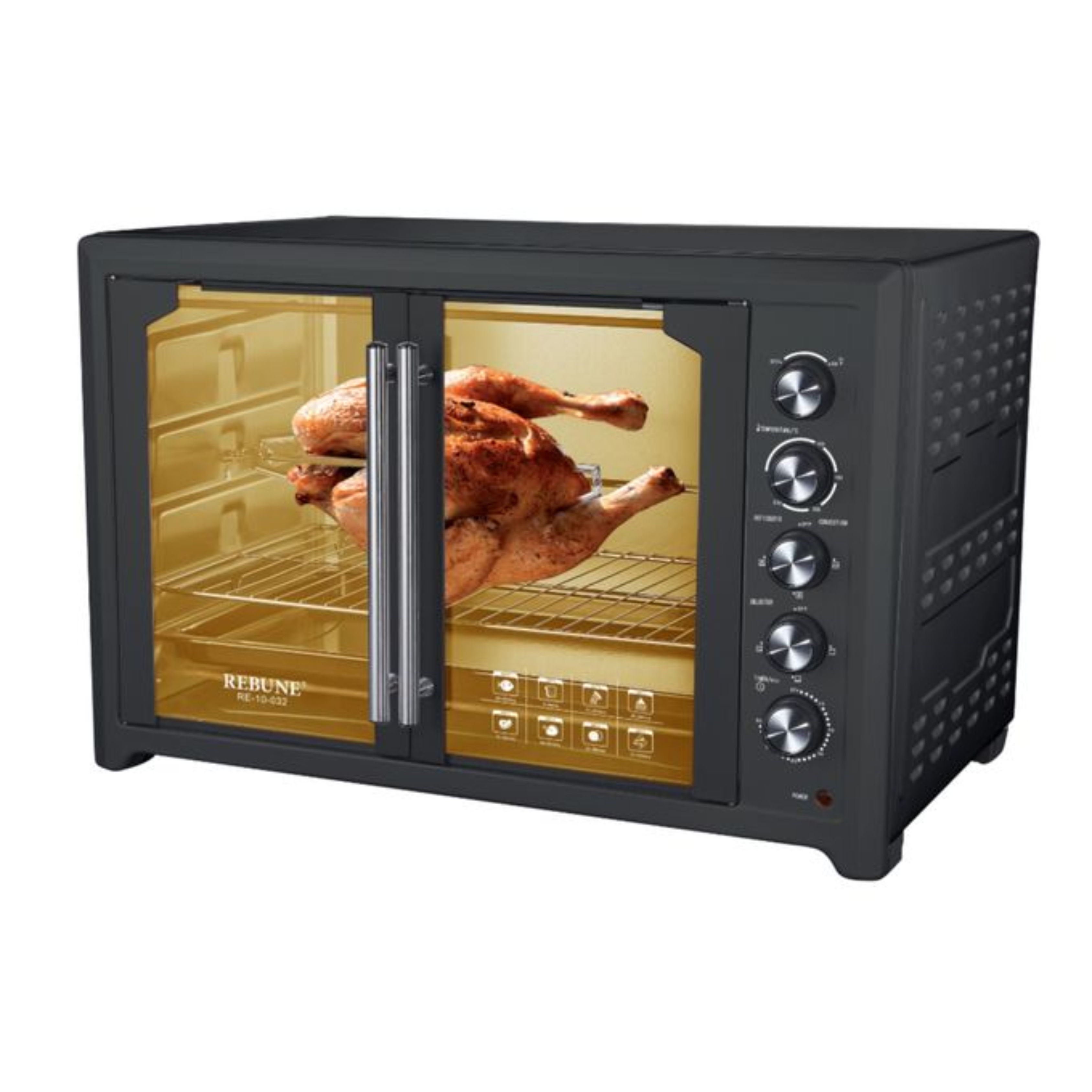 Electric Oven Conventional French Oven 2800W Fan Assisted 4 Stage Switch Heating Selection 60Minute Timer - Black