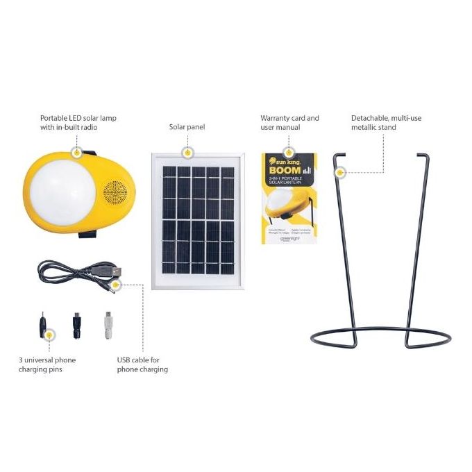 SunKing Solar Lighting System Boom 3-in-1 Lighting, Music & Entertainment 2YR Warranty