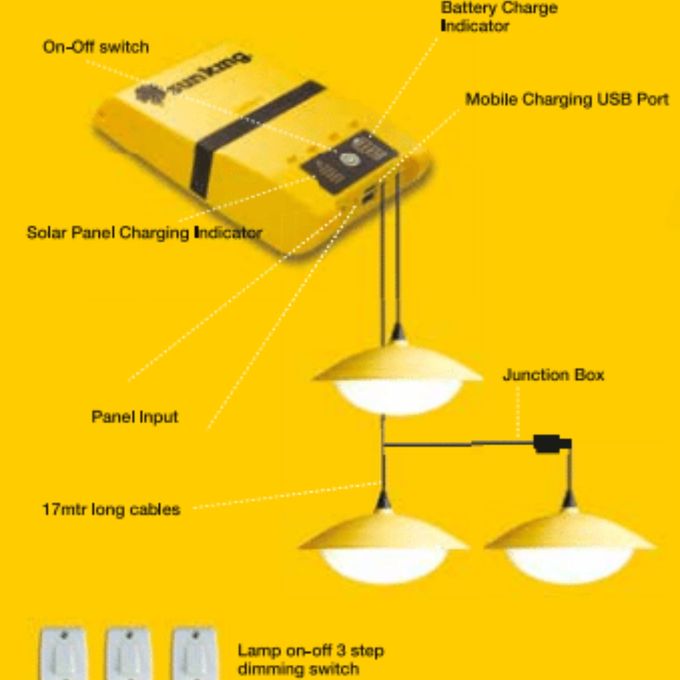 SunKing Home 60 Solar Lighting Systems Original Phone Charging Lighting 3 Bulbs 2Yr Warranty