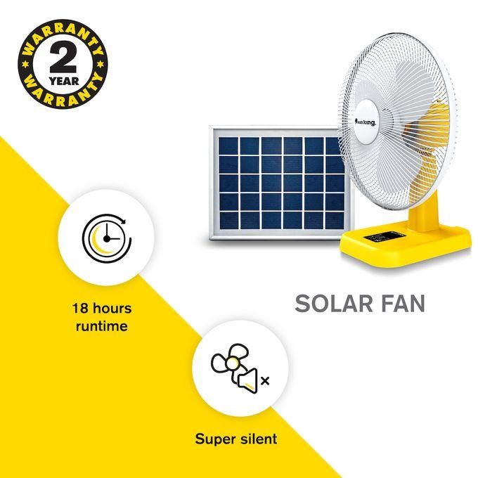 Sunking Pro Solar Fan 16inch 20W Panel Fan with Solar Panel Battery 5100mAh Run Time High Mode: 7 hours Normal Mode: 14 hours Low Mode: 18 hours 2yr warranty Original.