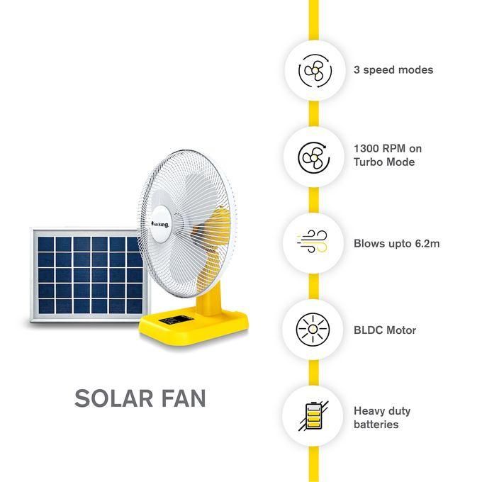 Sunking Pro Solar Fan 16inch 20W Panel Fan with Solar Panel Battery 5100mAh Run Time High Mode: 7 hours Normal Mode: 14 hours Low Mode: 18 hours 2yr warranty Original.