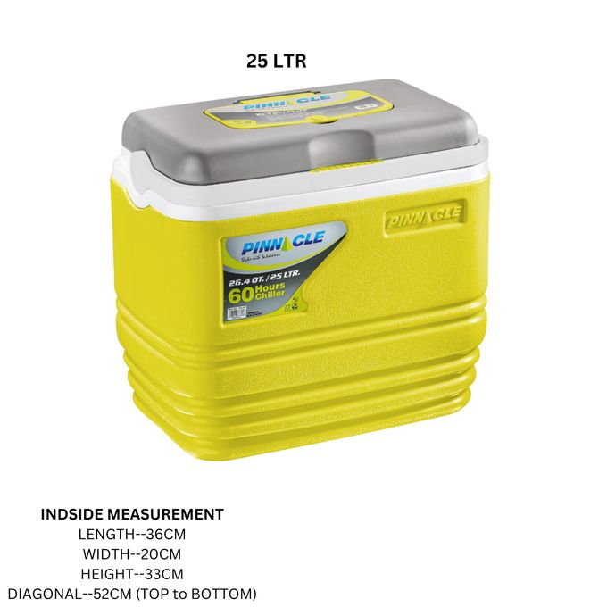 Pinnacle Cooler Box 25L Chiller Cool Box Portable For Ice / Medicine / Ice Pop Picnic Travel Hiking 60Hr Cool Hold 44 Cans With Ice