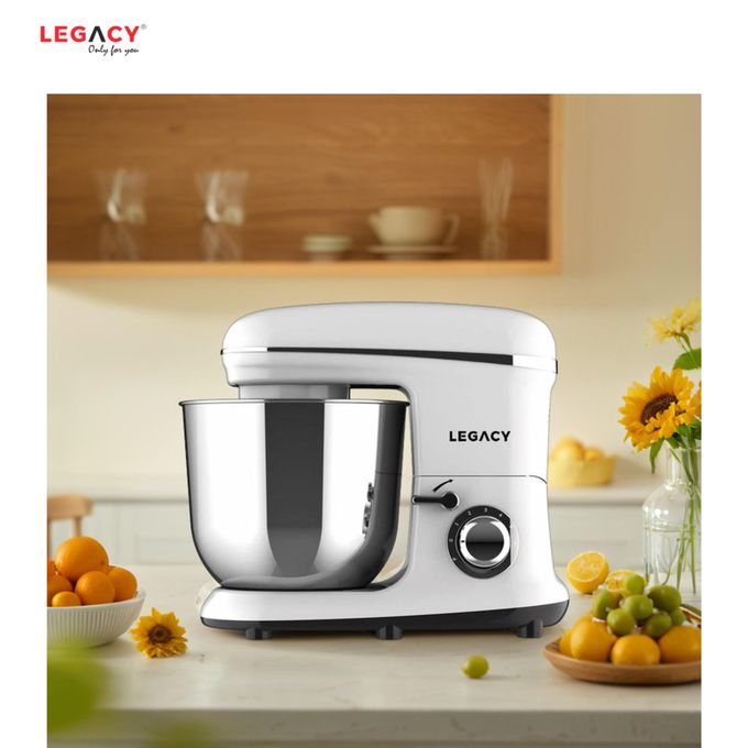 Legacy 6.5Ltr Stand Mixer With Stainless Bowl 6 Speed 3 Different Whisk 1Yr Warranty White