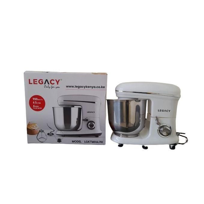 Legacy 6.5Ltr Stand Mixer With Stainless Bowl 6 Speed 3 Different Whisk 1Yr Warranty White