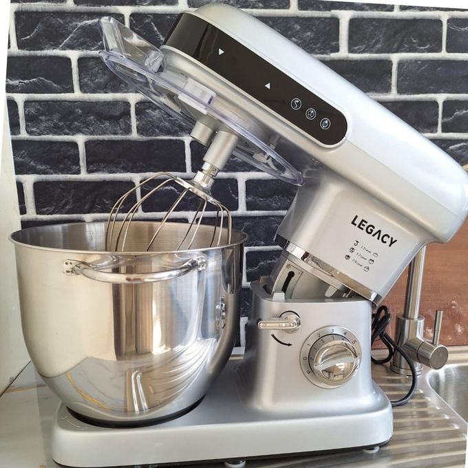 Legacy Stand Mixer With 10Ltr Stainless Bowl 1500W Digital & Manual Control Panel 6 speed 3 Different Whisk Silver1yr Warranty