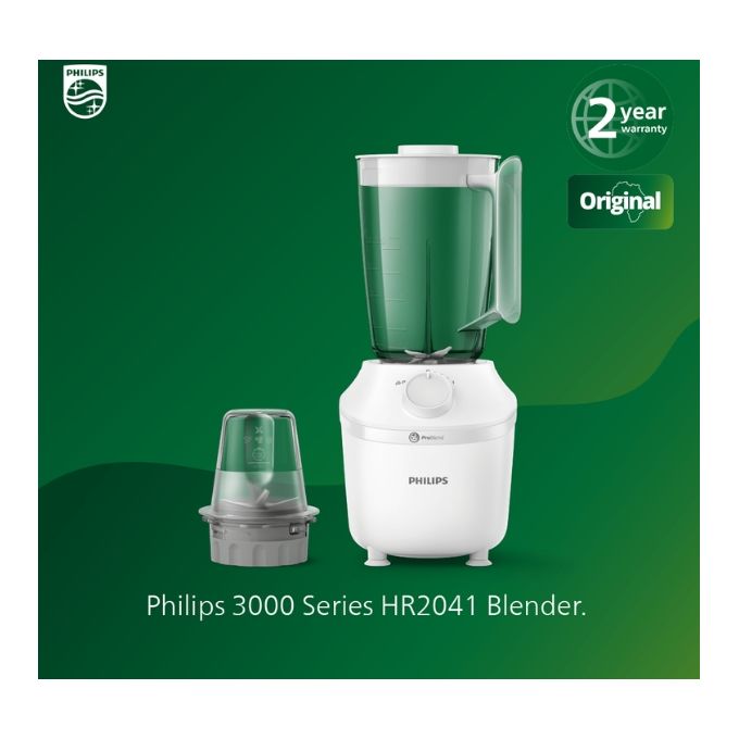 Philips Blender 450W 1L Plastic Jar + Chopper +Grinder HR2041/30 3000 Series