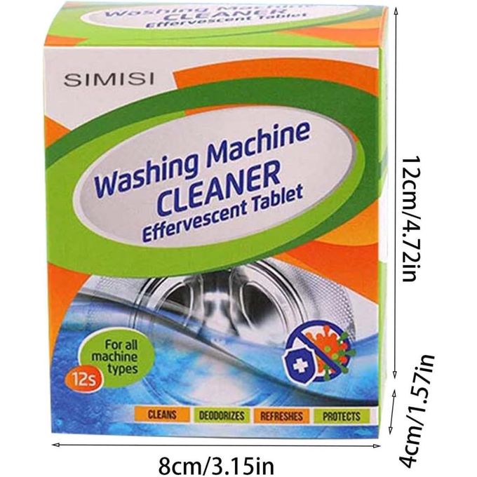 Simisi 12pc Washing Machine Tub Cleaning Tablets 4-in-1 Quality Deep Cleaning German Formulation Effervescent Highly Effective Extra Strong Against Odour and Limescale Washing Machine Hygiene Cleaning
