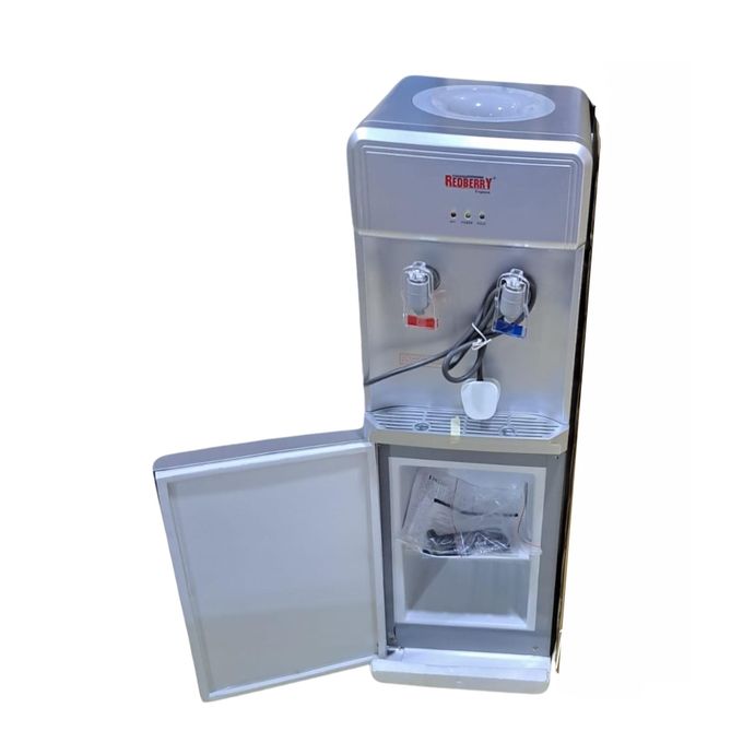 Redberry Hot and Cold Water Dispenser Compressor Cooling Instant Cold Water with Cup Cabinet -Silver 1Yr Warranty