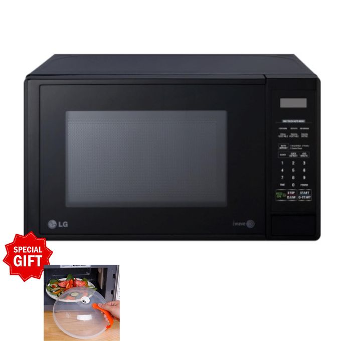 LG Microwave Solo 20Ltr Digital Touch Control 700Watt Ceramic Antibacterial Coating Defrost Eco-On-Energy Saving Black 2yr Warranty with Free Microwave Safe Food Cover