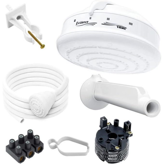 Fame Ducha Evidence Shower Head 4T For Salty, Normal & Borehole Water 220v-6800W, Original Made in Brazil High Quality 1yr Warranty - White