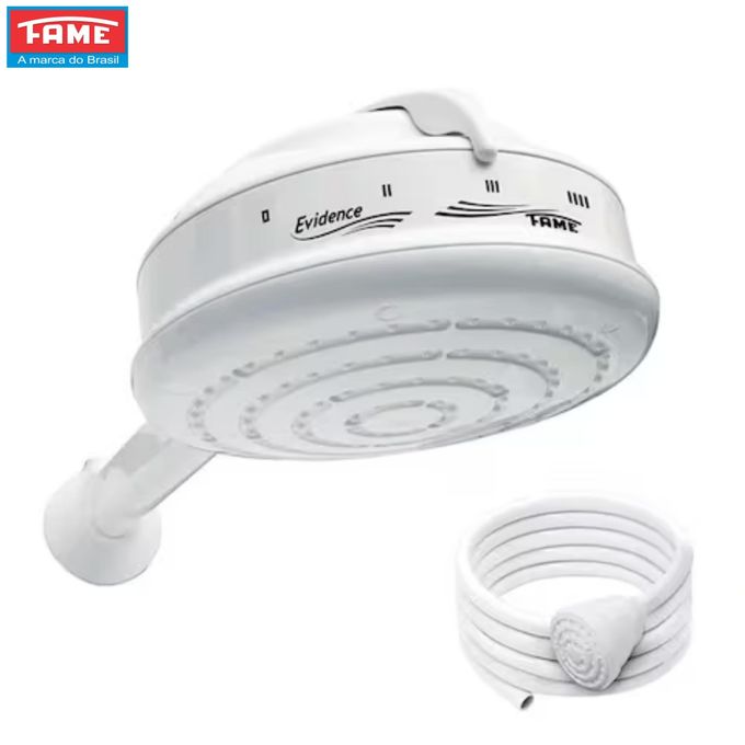 Fame Ducha Evidence Shower Head 4T For Salty, Normal & Borehole Water 220v-6800W, Original Made in Brazil High Quality 1yr Warranty - White