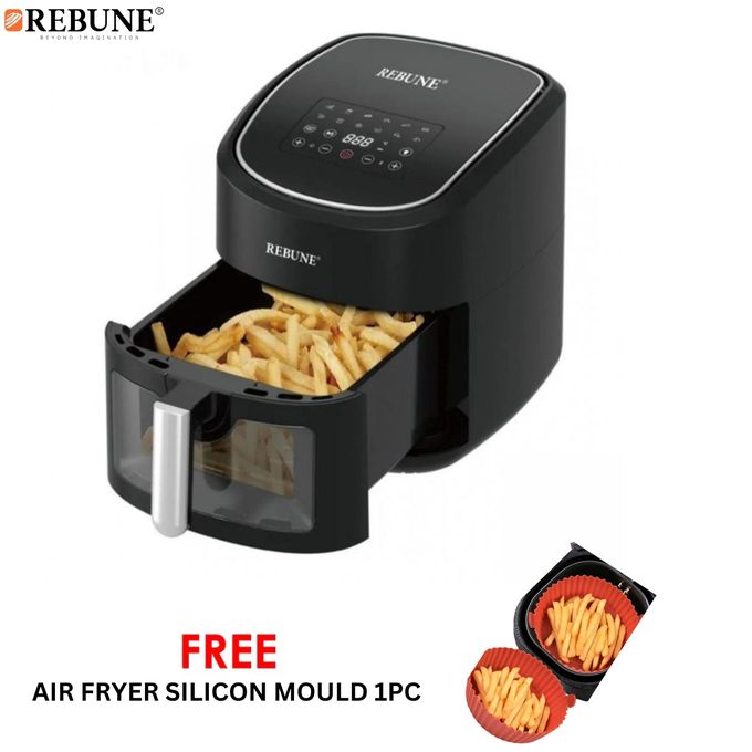 Rebune 7.5L Digital Air Fryer Electric Multifunctional Programmed Big Size - Black Free Silicon Try- 2Yr Warranty.