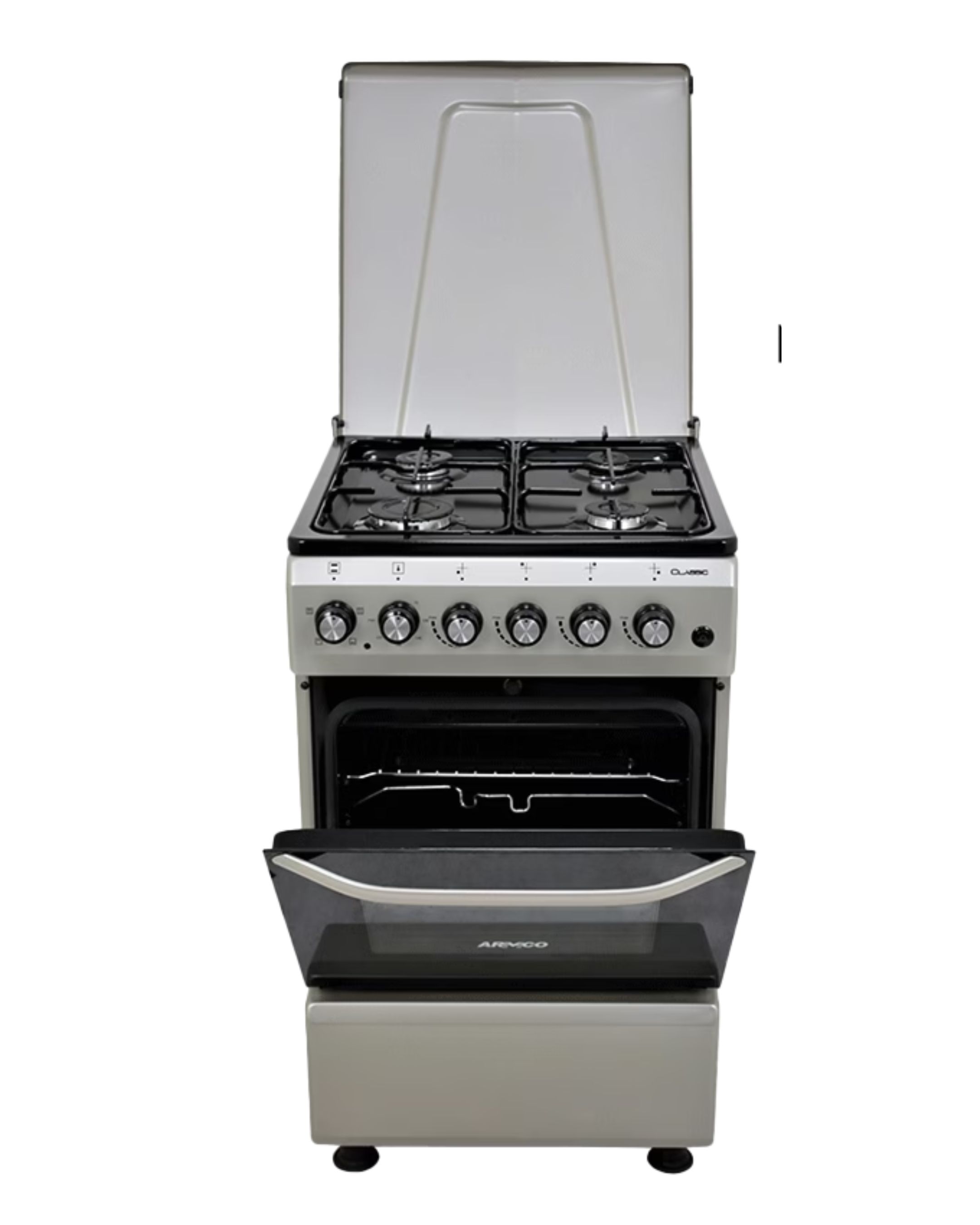 Armco 50X55CM Standing cooker 4Gas with Electric OVEN, Automatic Ignition Metal Lid Cover
