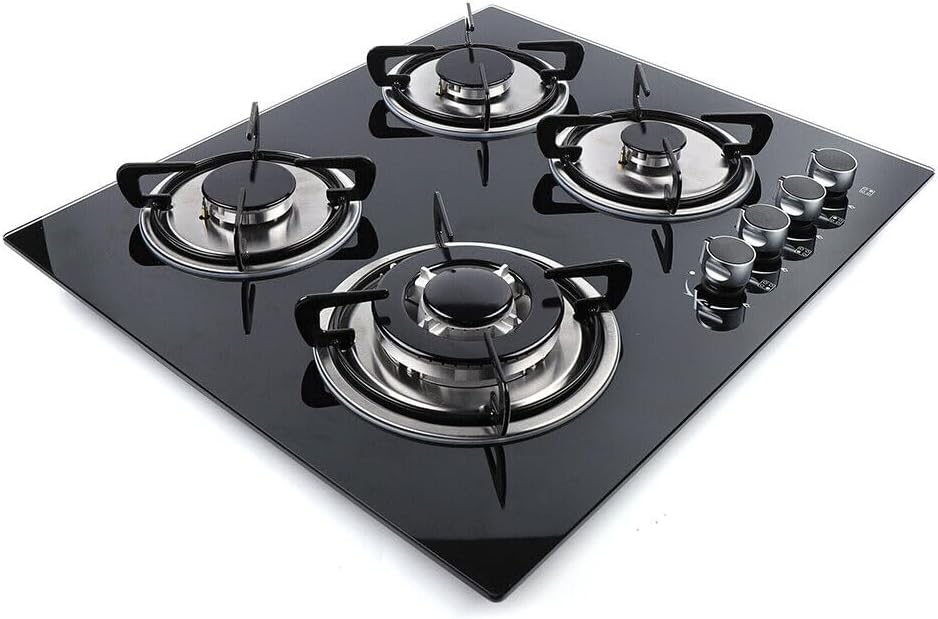Bolesi Built In Table Top Cooker 4Gas In Built Cooker Burner Tampered Glass Top Cooker Automatic Ignition High Quality Black (Can Be Used As Inbuilt OR Table Top) 1Yr Warranty