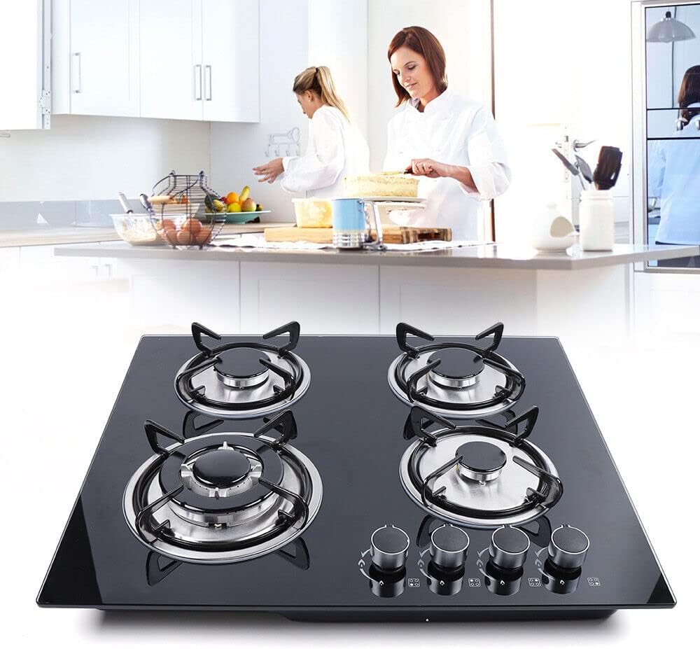 Bolesi Built In Table Top Cooker 4Gas In Built Cooker Burner Tampered Glass Top Cooker Automatic Ignition High Quality Black (Can Be Used As Inbuilt OR Table Top) 1Yr Warranty