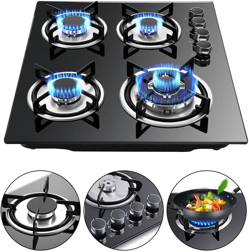 Bolesi Built In Table Top Cooker 4Gas In Built Cooker Burner Tampered Glass Top Cooker Automatic Ignition High Quality Black (Can Be Used As Inbuilt OR Table Top) 1Yr Warranty
