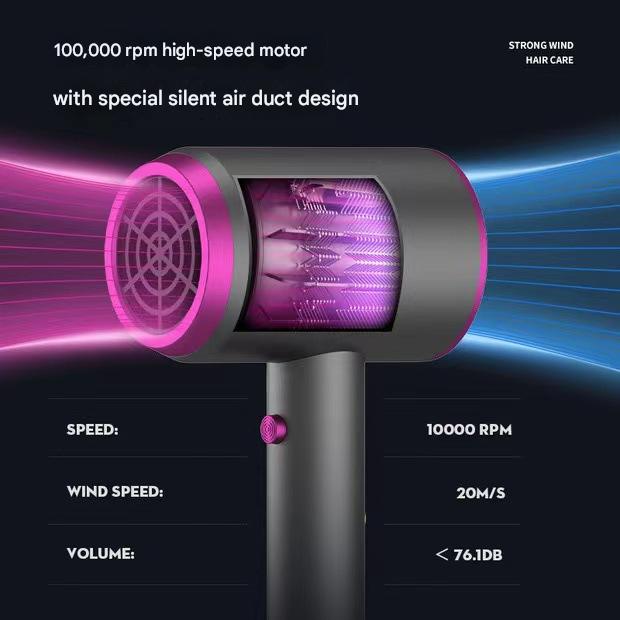 Hair Dryer 4 in 1 Hair Dryer Professional Hot and cold wind blue light hair dryer Three-speed power styling tool