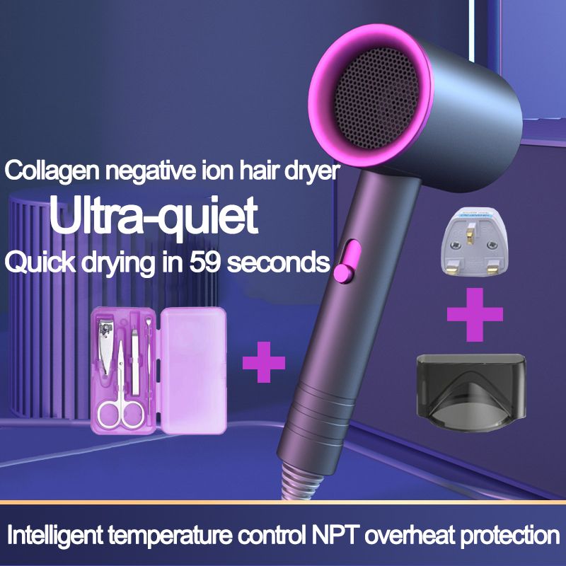 Hair Dryer 4 in 1 Hair Dryer Professional Hot and cold wind blue light hair dryer Three-speed power styling tool