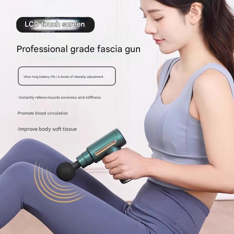 Fascia Gun Mini Handheld Massager Deep muscle tissue vibration massage gun 6 speeds + 4 massage heads