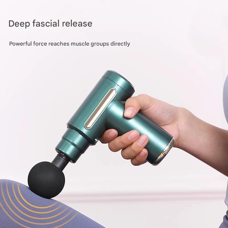 Fascia Gun Mini Handheld Massager Deep muscle tissue vibration massage gun 6 speeds + 4 massage heads