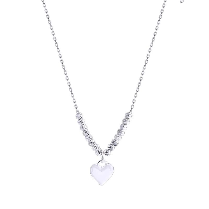 Women's Necklaces Silver lucky beads heart necklace Simple style clavicle chain