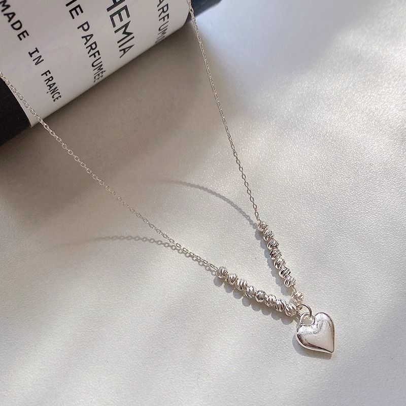 Women's Necklaces Silver lucky beads heart necklace Simple style clavicle chain