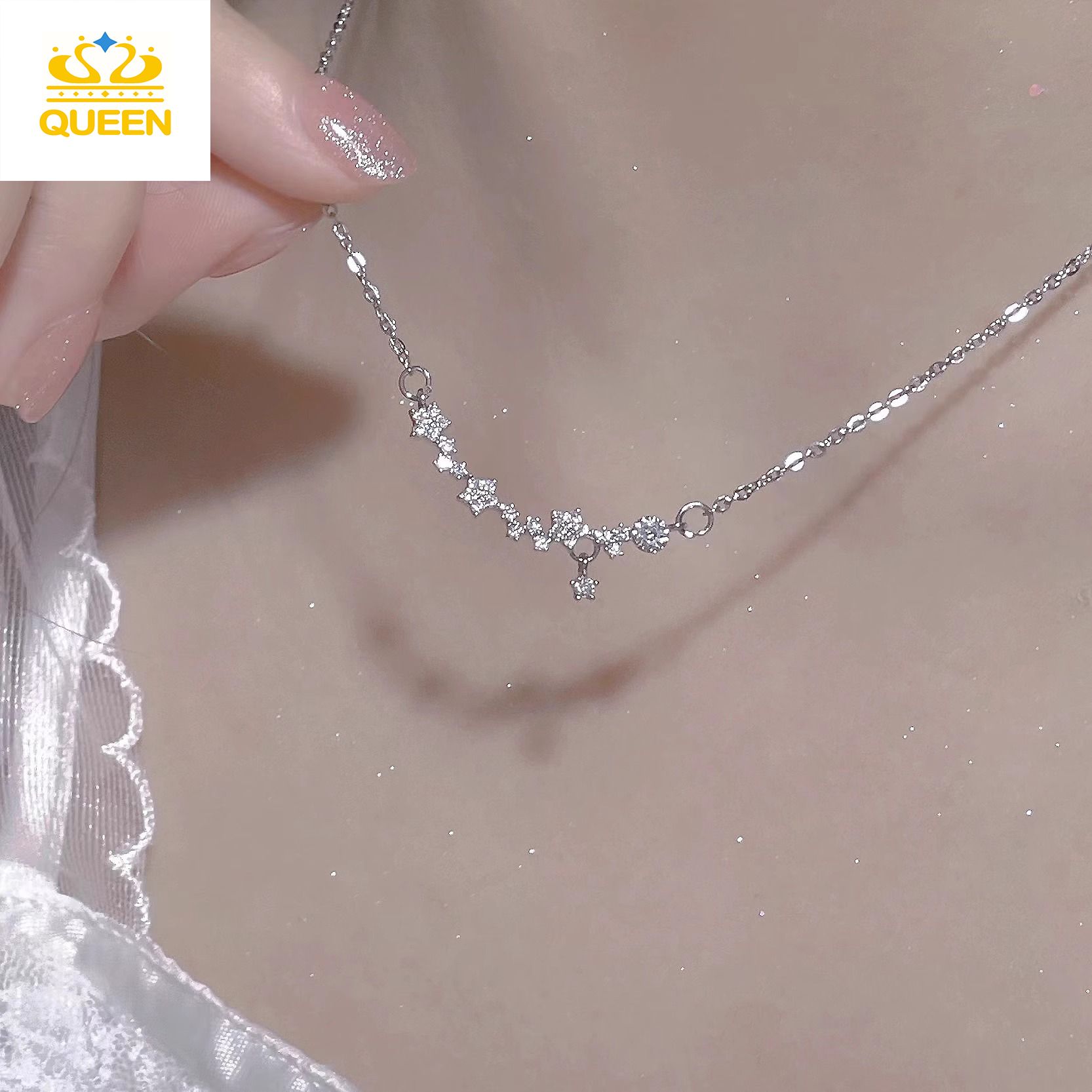 Women's Jewelry Star Flower Necklace Light luxury clavicle chain Sweater chain