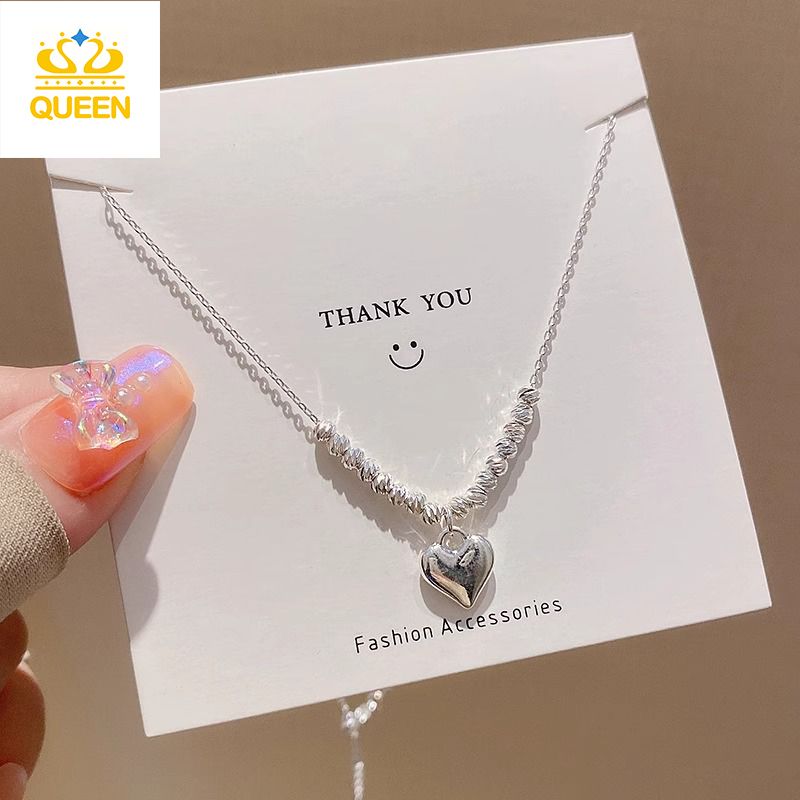 Women's Necklaces Silver lucky beads heart necklace Simple style clavicle chain
