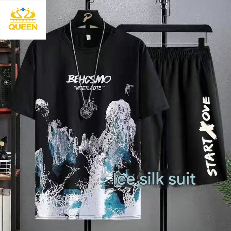 MEN'S CLOTHING Two-piece set 2 in 1 T-shirt shorts Men's T-shirts Sports suit Fashion Casual Wear