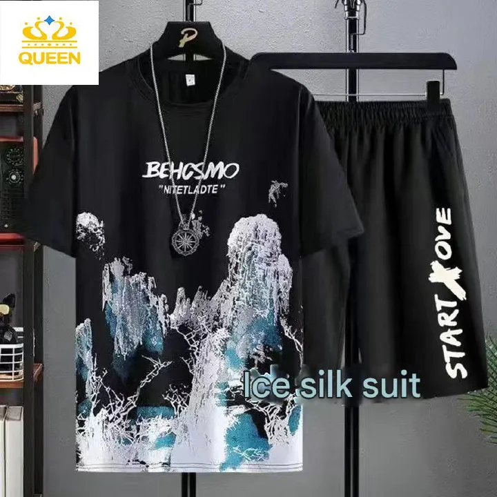MEN'S CLOTHING Two-piece set 2 in 1 T-shirt shorts Men's T-shirts Sports suit Fashion Casual Wear