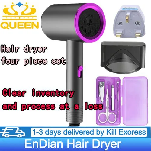 Hair Dryer 4 in 1 Hair Dryer Professional Hot and cold wind blue light hair dryer Three-speed power styling tool
