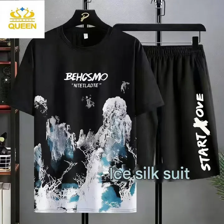 MEN'S CLOTHING Two-piece set 2 in 1 T-shirt shorts Men's T-shirts Sports suit Fashion Casual Wear Shorts and short sleeves