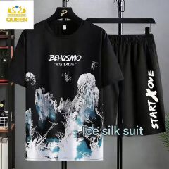 MEN'S CLOTHING Polo Shirt Two-piece set 2 in 1 T-shirt shorts Men's T-shirts Sports suit Fashion Casual Wear Shorts and short sleeves