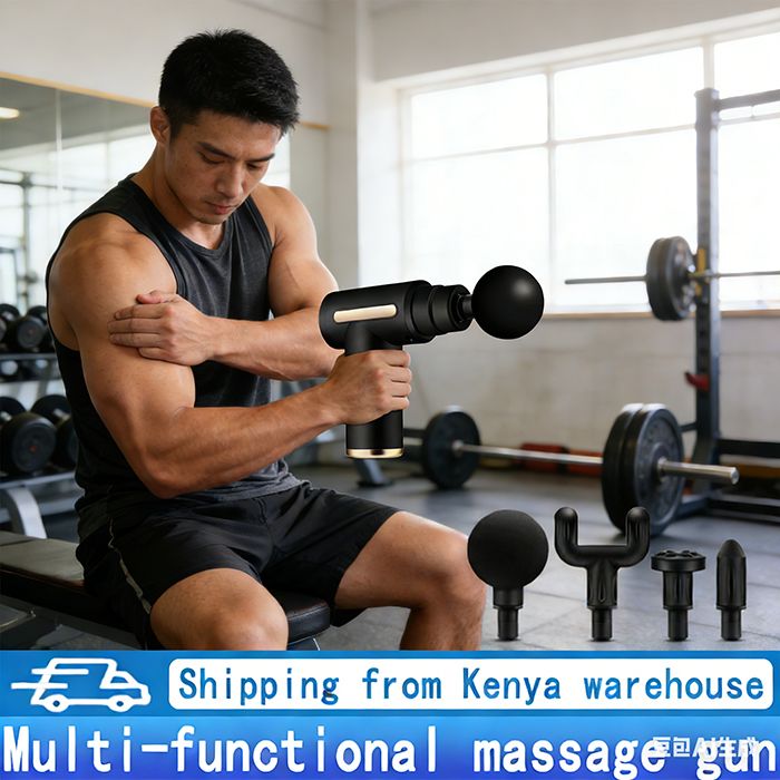 Fascia Gun Mini Handheld Massager Deep muscle tissue vibration massage gun 6 speeds + 4 massage heads