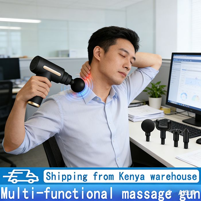 Fascia Gun Mini Handheld Massager Deep muscle tissue vibration massage gun 6 speeds + 4 massage heads