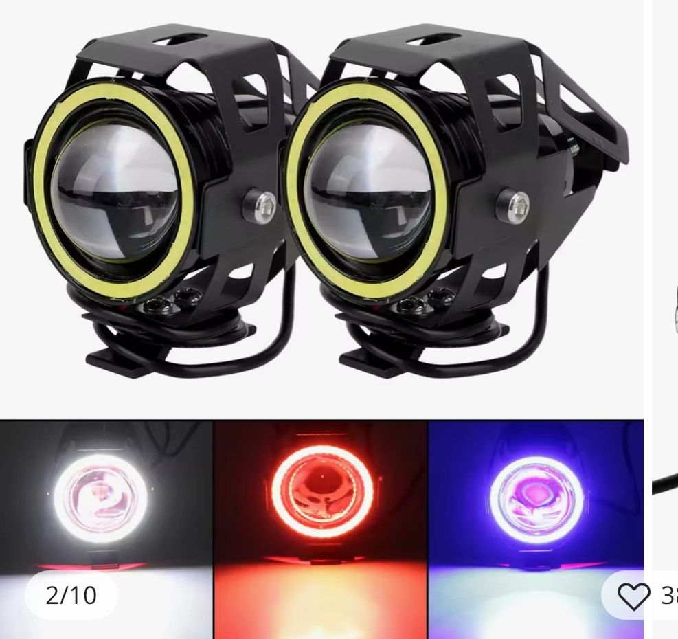 LED Motorcycle Angel Eyes Motorbike LED Auxiliary Lamp U7 Headlamp Spotlights Motorcycle