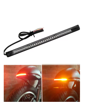 Flexible 32 LED Motorcycle Strip Light Tail Brake Stop Turn Signal Light License Plate Lamp Red + Amber LED Color Motor Styling