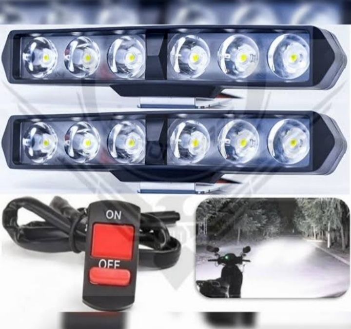 6 Led Fog Light Flashing Inbuilt Pods Single Row High Bright ,Dc Power Waterproof,Bar Light Off-Roading For All Bike,Motorcycle,Scooty