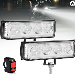 4 Led Ultra Mini Drive Flasher Fog Light Projector Light with White/Yellow + Red & Blue Stable + Flasher Led DRL Light for Cars, Bikes, Scooty with Turn On/Off Switch, 2 Pc
